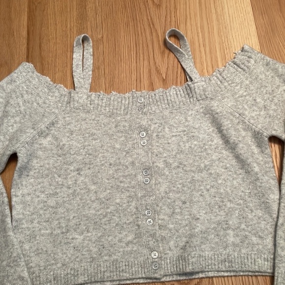 OAK + FORT Off The Shoulder Soft Grey Cardigan Size Small - Picture 2 of 7